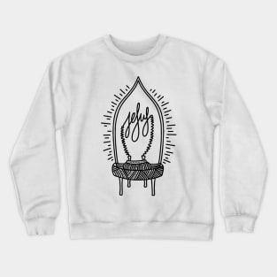 A vintage lamp with a spiral in the shape of the inscription Jesus. Crewneck Sweatshirt